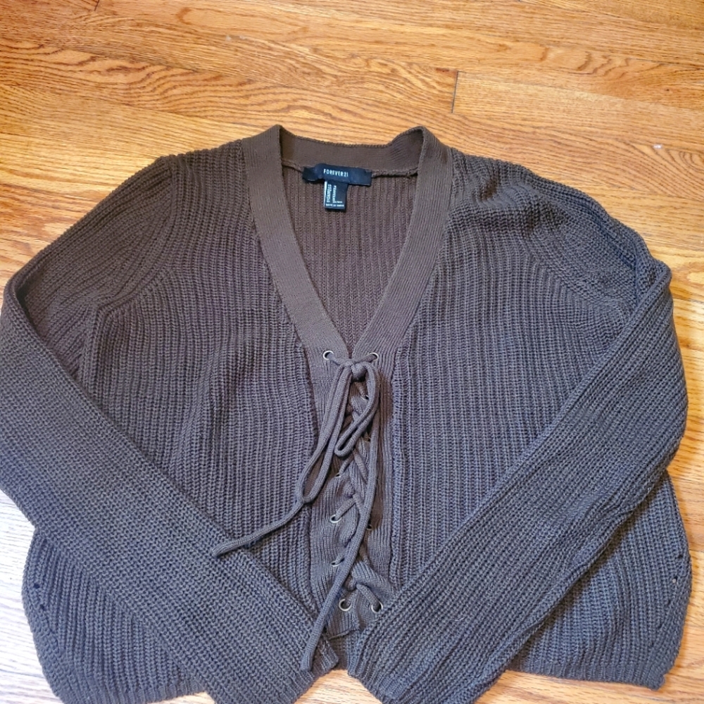 Forever 21 Knit Long Sleeve Crop Top